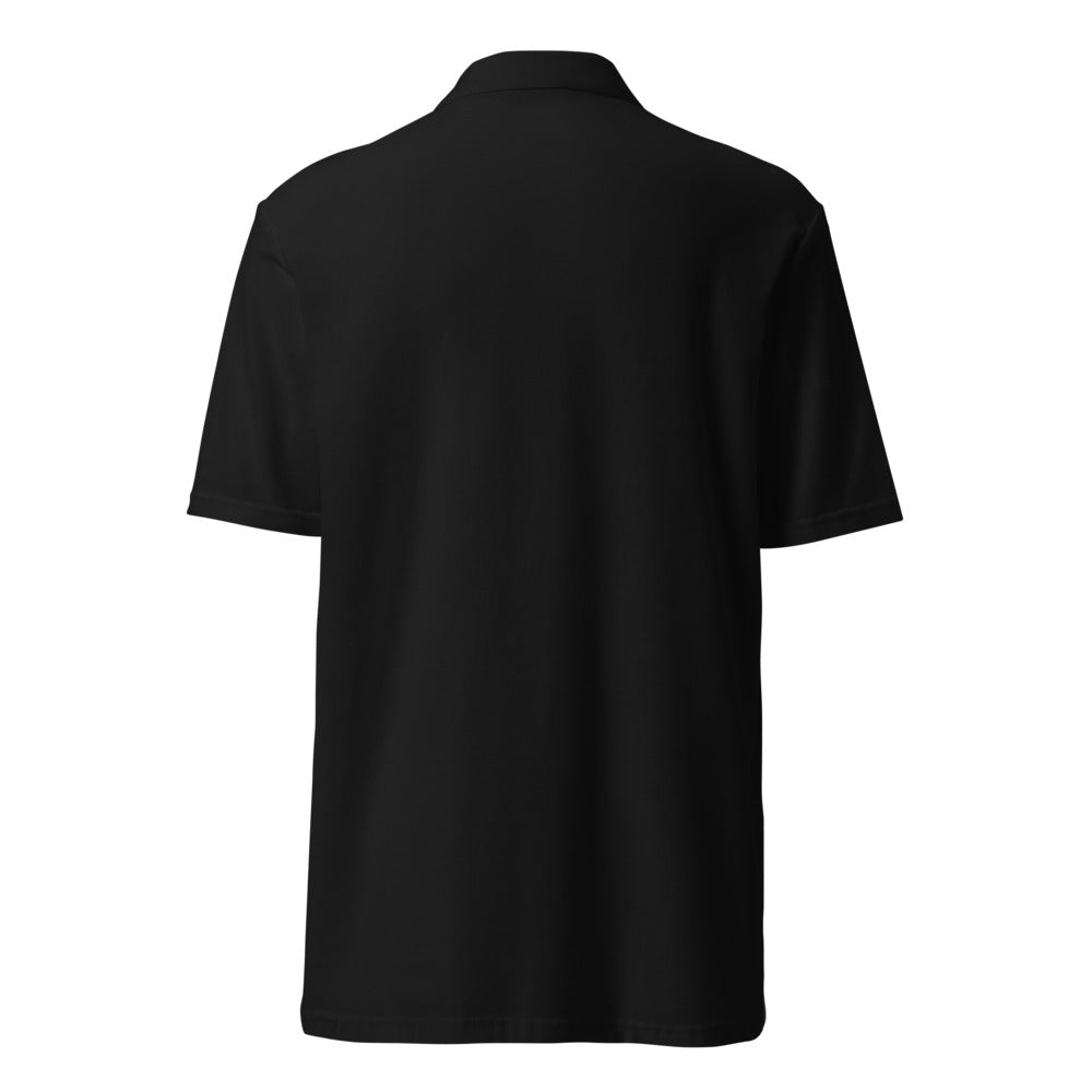 Agnus Dei Unisex Pique Polo Shirt - Black, back (flat product view)